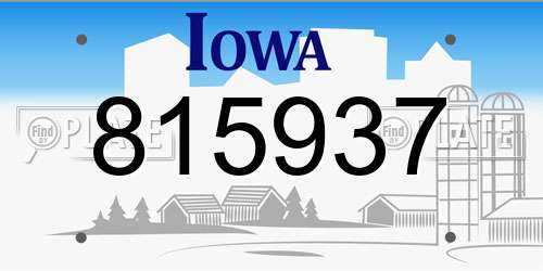 815937 Iowa License Plate