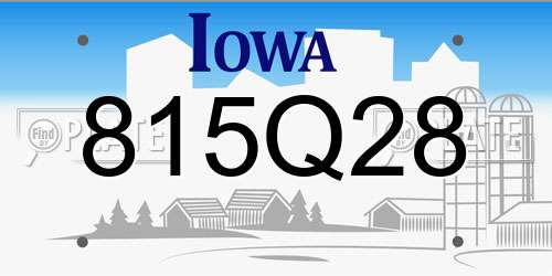 815Q28 Iowa License Plate