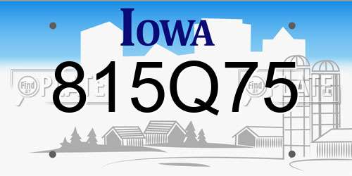 815Q75 Iowa License Plate