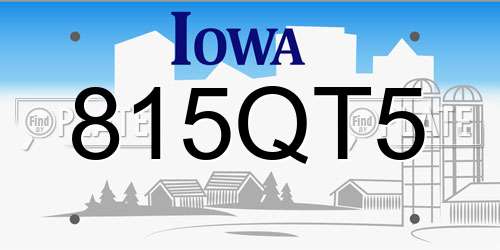 815QT5 Iowa License Plate