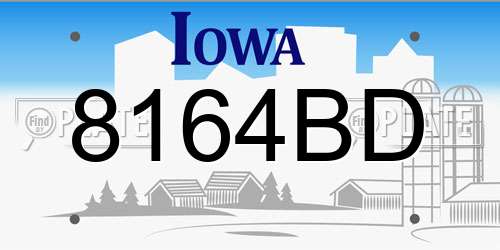 8164BD Iowa License Plate