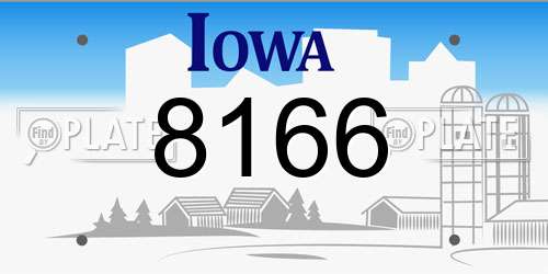 8166 Iowa License Plate