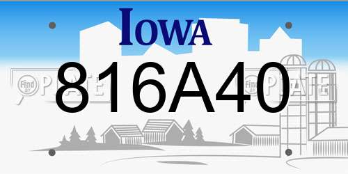 816A40 Iowa License Plate