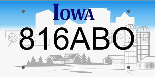 816ABO Iowa License Plate