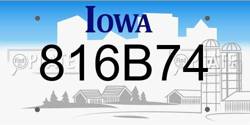 816B74 Iowa License Plate