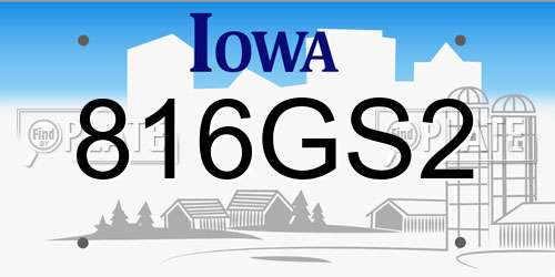 816GS2 Iowa License Plate