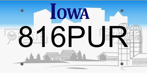 816PUR Iowa License Plate