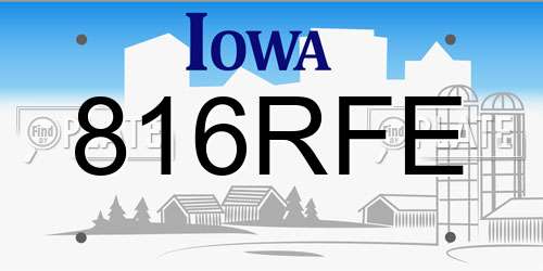 816RFE Iowa License Plate