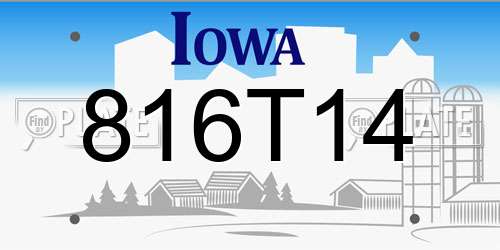 816T14 Iowa License Plate