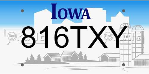 816TXY Iowa License Plate