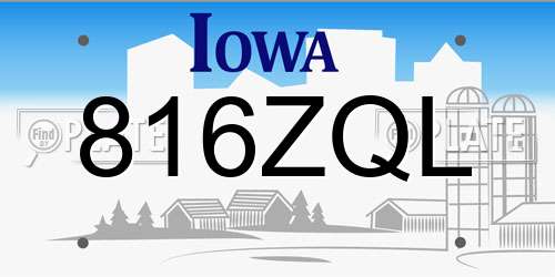 816ZQL Iowa License Plate