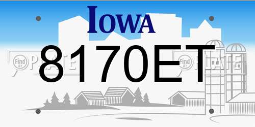 8170ET Iowa License Plate