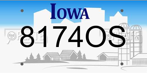 8174OS Iowa License Plate