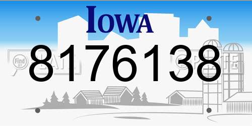 8176138 Iowa License Plate