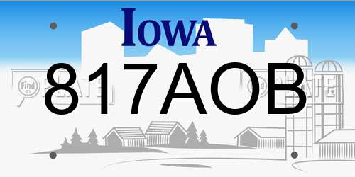 817AOB Iowa License Plate