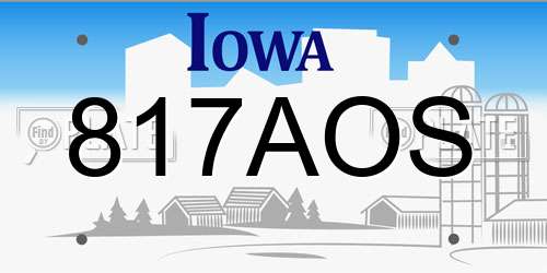 817AOS Iowa License Plate