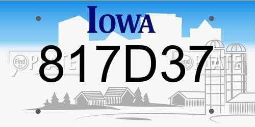 817D37 Iowa License Plate