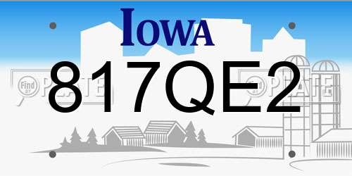 817QE2 Iowa License Plate