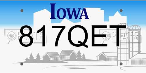 817QET Iowa License Plate