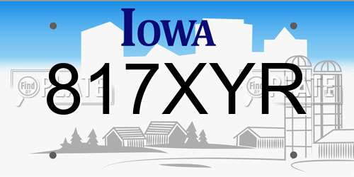 817XYR Iowa License Plate