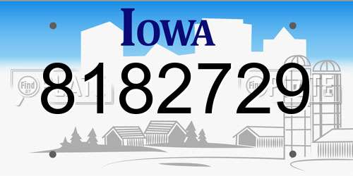 8182729 Iowa License Plate