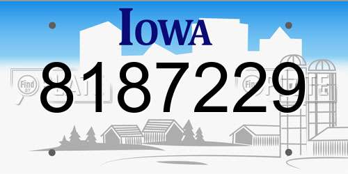 8187229 Iowa License Plate