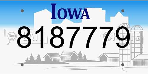 8187779 Iowa License Plate