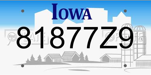 81877Z9 Iowa License Plate