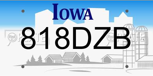 818DZB Iowa License Plate
