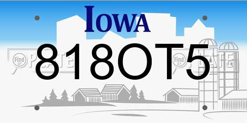 818OT5 Iowa License Plate