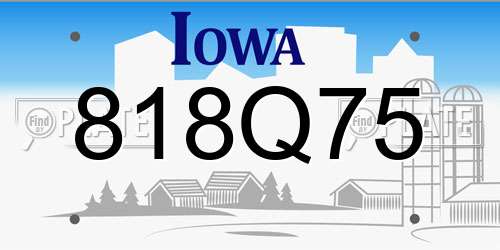 818Q75 Iowa License Plate