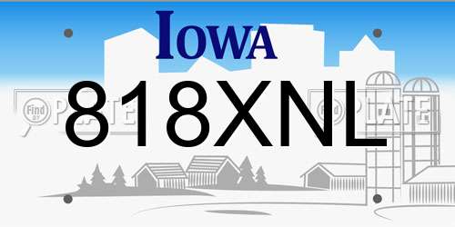 818XNL Iowa License Plate