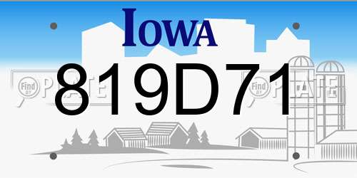 819D71 Iowa License Plate