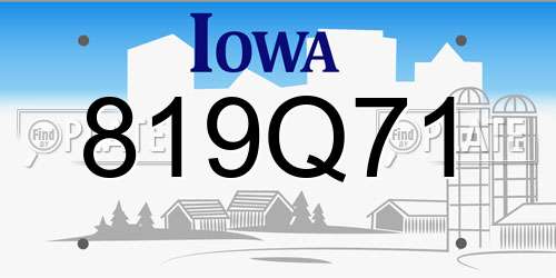 819Q71 Iowa License Plate