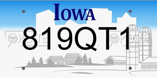 819QT1 Iowa License Plate