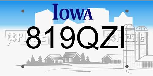 819QZI Iowa License Plate