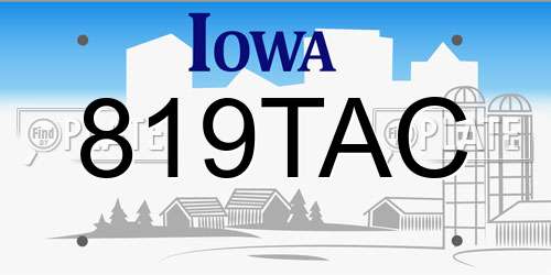 819TAC Iowa License Plate