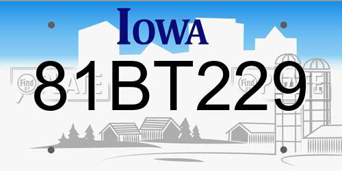 81BT229 Iowa License Plate