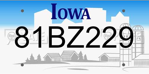 81BZ229 Iowa License Plate