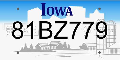 81BZ779 Iowa License Plate