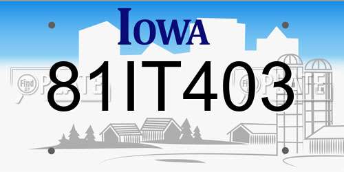 81IT403 Iowa License Plate