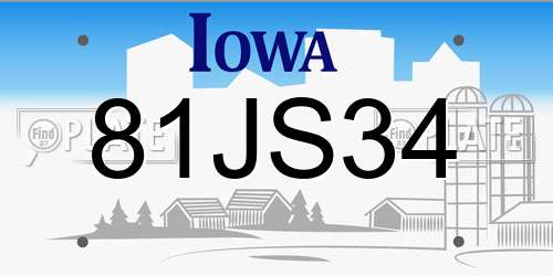 81JS34 Iowa License Plate