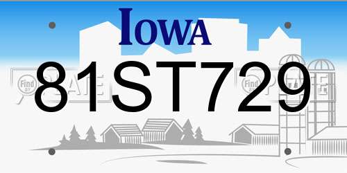 81ST729 Iowa License Plate
