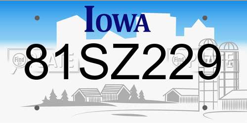 81SZ229 Iowa License Plate