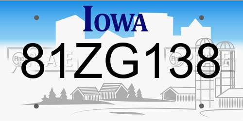 81ZG138 Iowa License Plate
