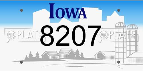 8207 Iowa License Plate