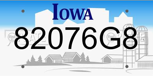 82076G8 Iowa License Plate