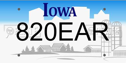 820EAR Iowa License Plate