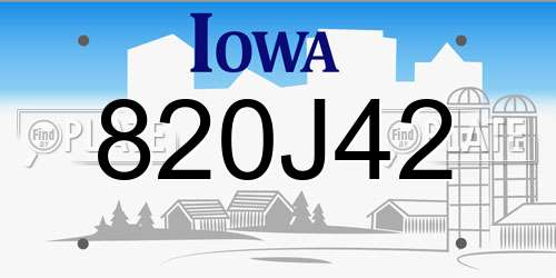 820J42 Iowa License Plate
