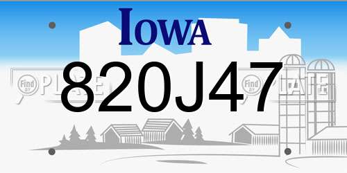 820J47 Iowa License Plate
